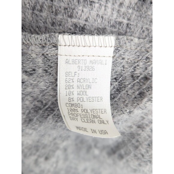 Alberto Makali Wool Black White Snow Leopard Fringe Waterfall Cardigan Size L - Picture 4 of 9